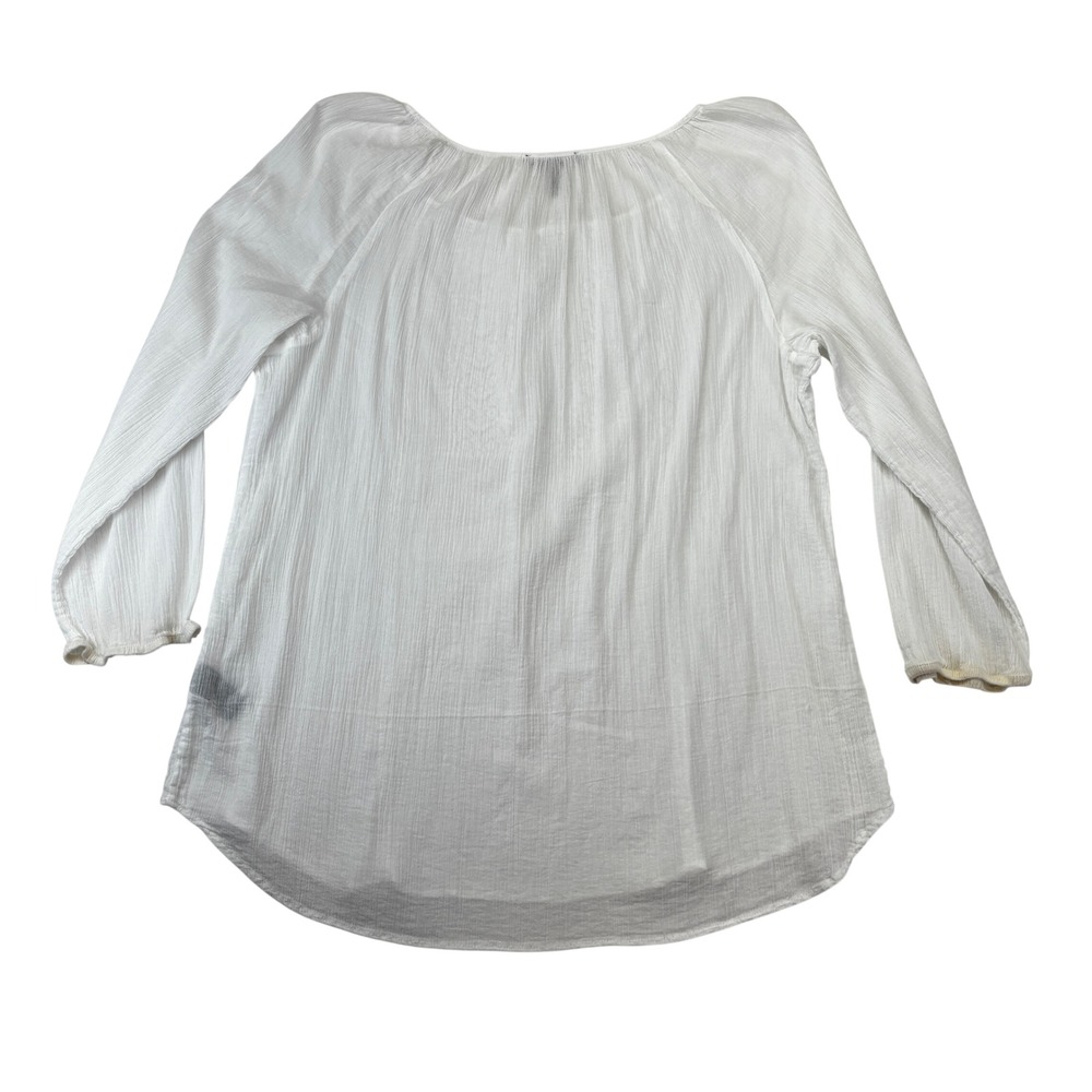 Lauren Jeans Co. Ralph Lauren Peasant Blouse Women Large White Embroidered Boho - Picture 3 of 8